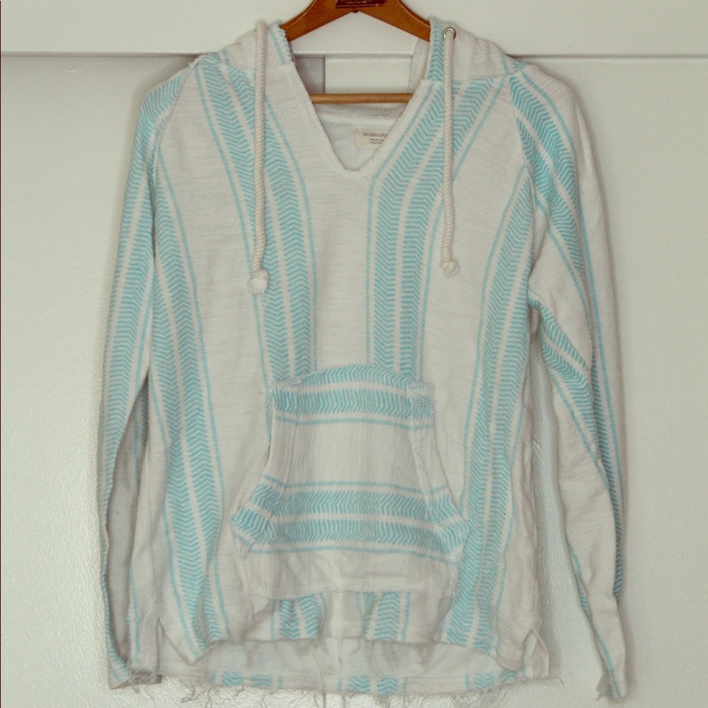 Ocean Drive Blue Stripped Poncho Hoodie